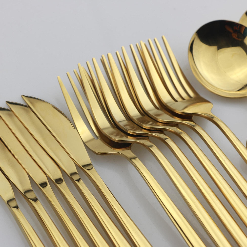 24pcs Gold Dinnerware Set