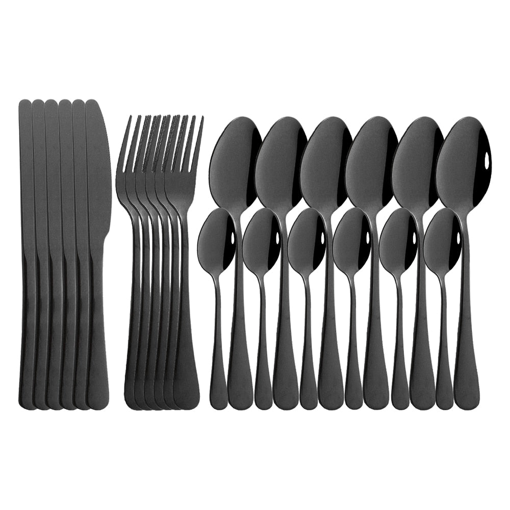 24pcs Black Mirror Dinnerware Set