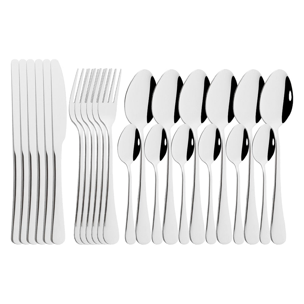 24pcs Black Mirror Dinnerware Set