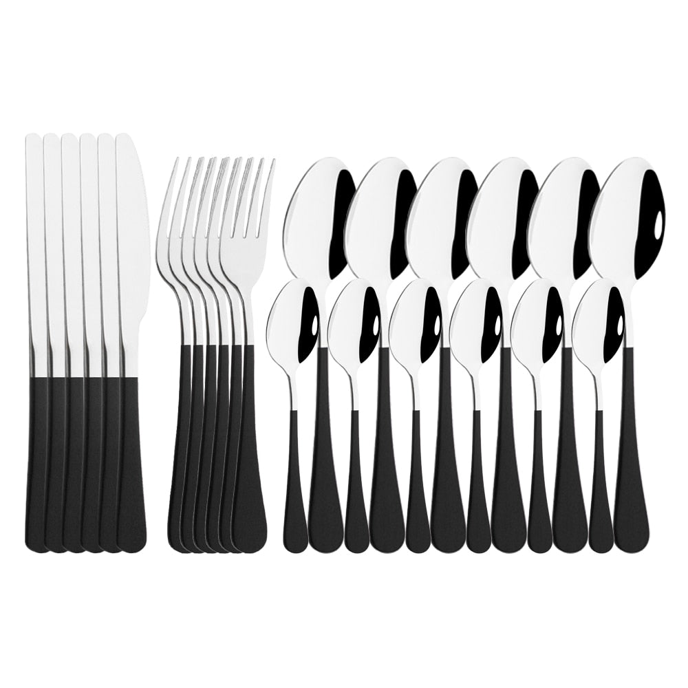 24pcs Black Mirror Dinnerware Set