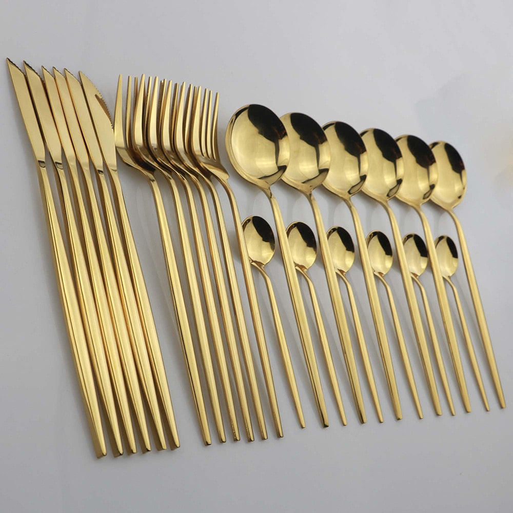 24pcs Gold Dinnerware Set