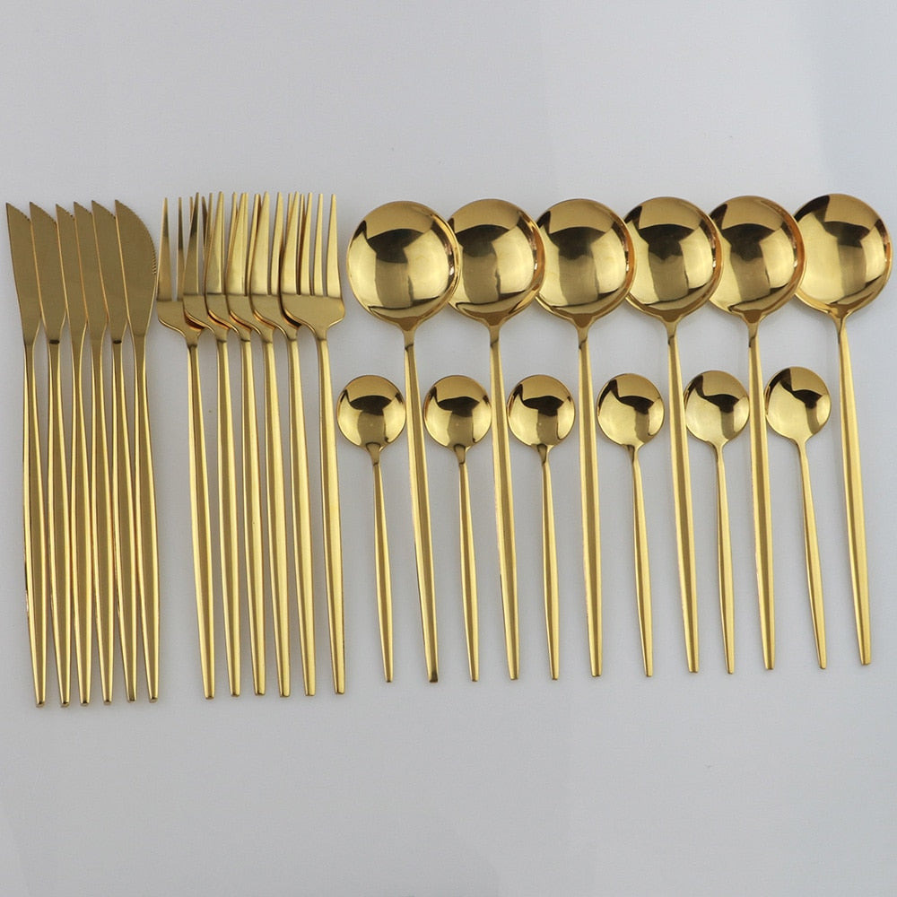 24pcs Gold Dinnerware Set