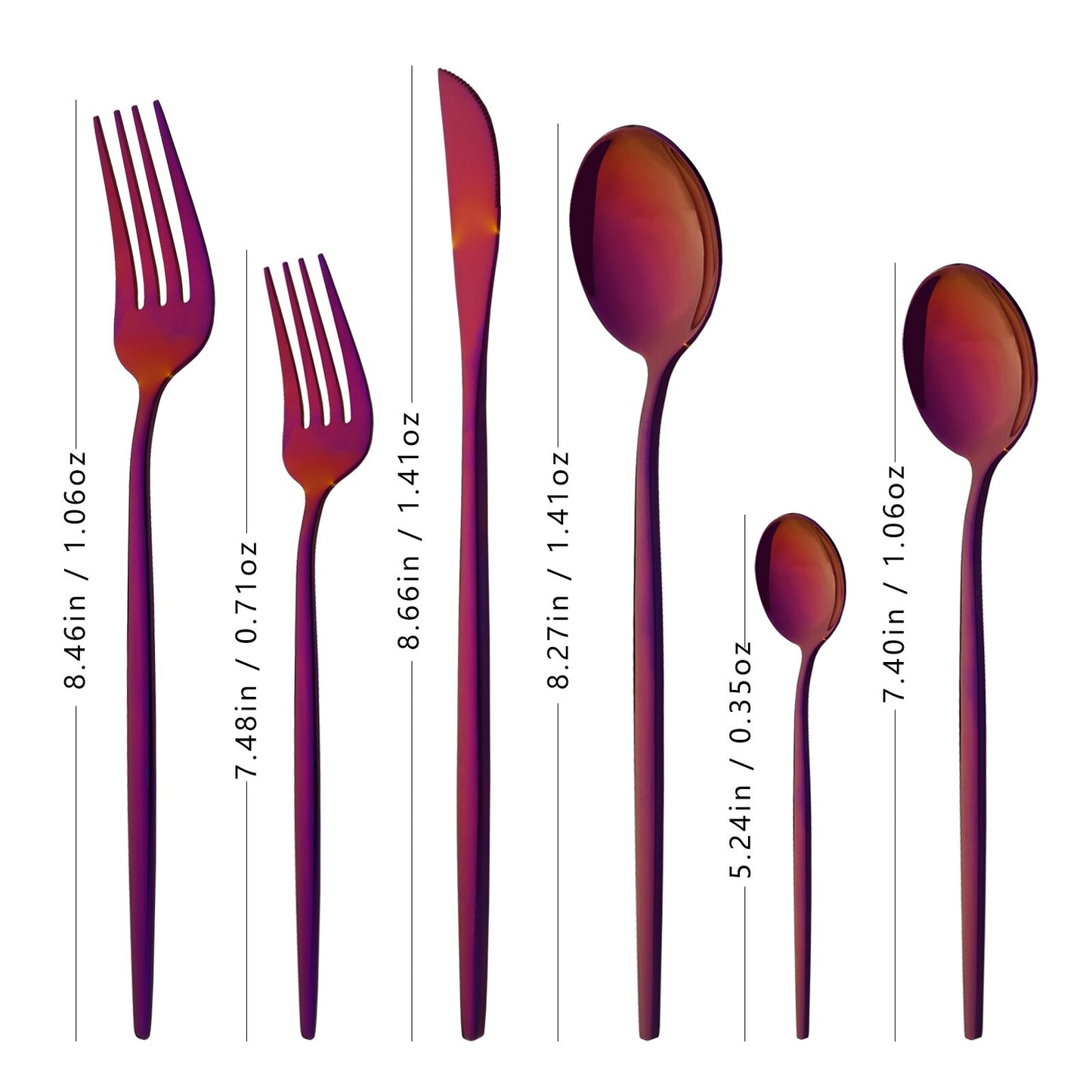 6Pcs Western Purple Dinnerware Cutlery Set