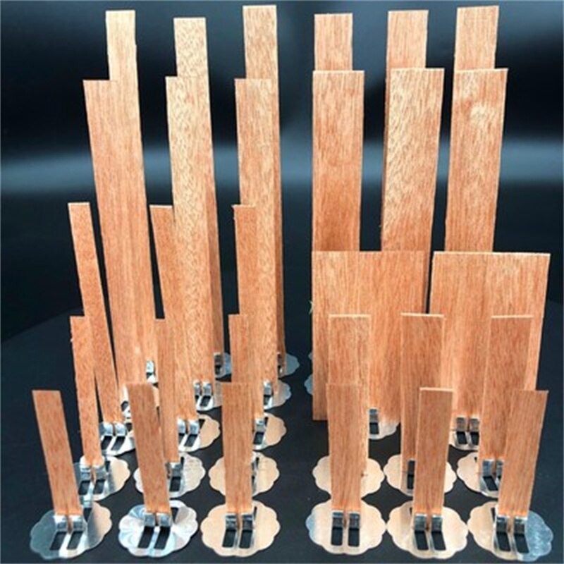 10Pcs/Bag Wooden Wick Candle with Sustainer Tab