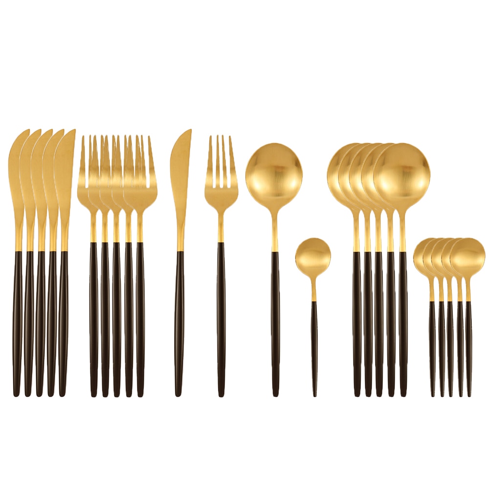 24-Piece Black and Gold Dinnerware Set