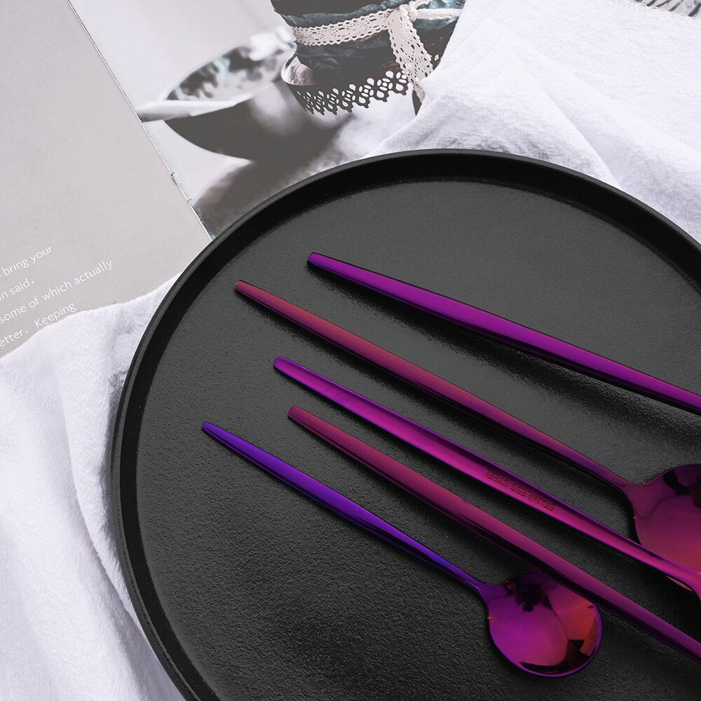 6Pcs Western Purple Dinnerware Cutlery Set