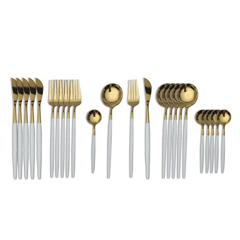 24-Piece Black and Gold Dinnerware Set