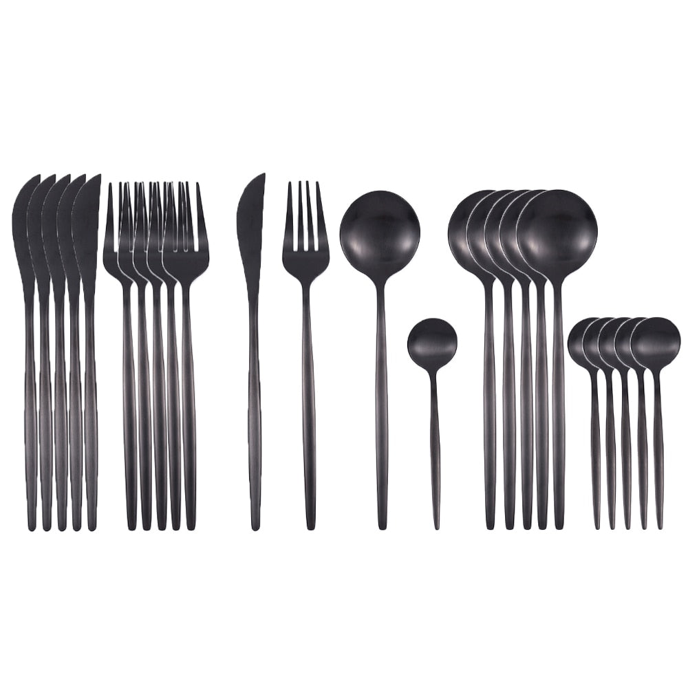 24-Piece Black and Gold Dinnerware Set