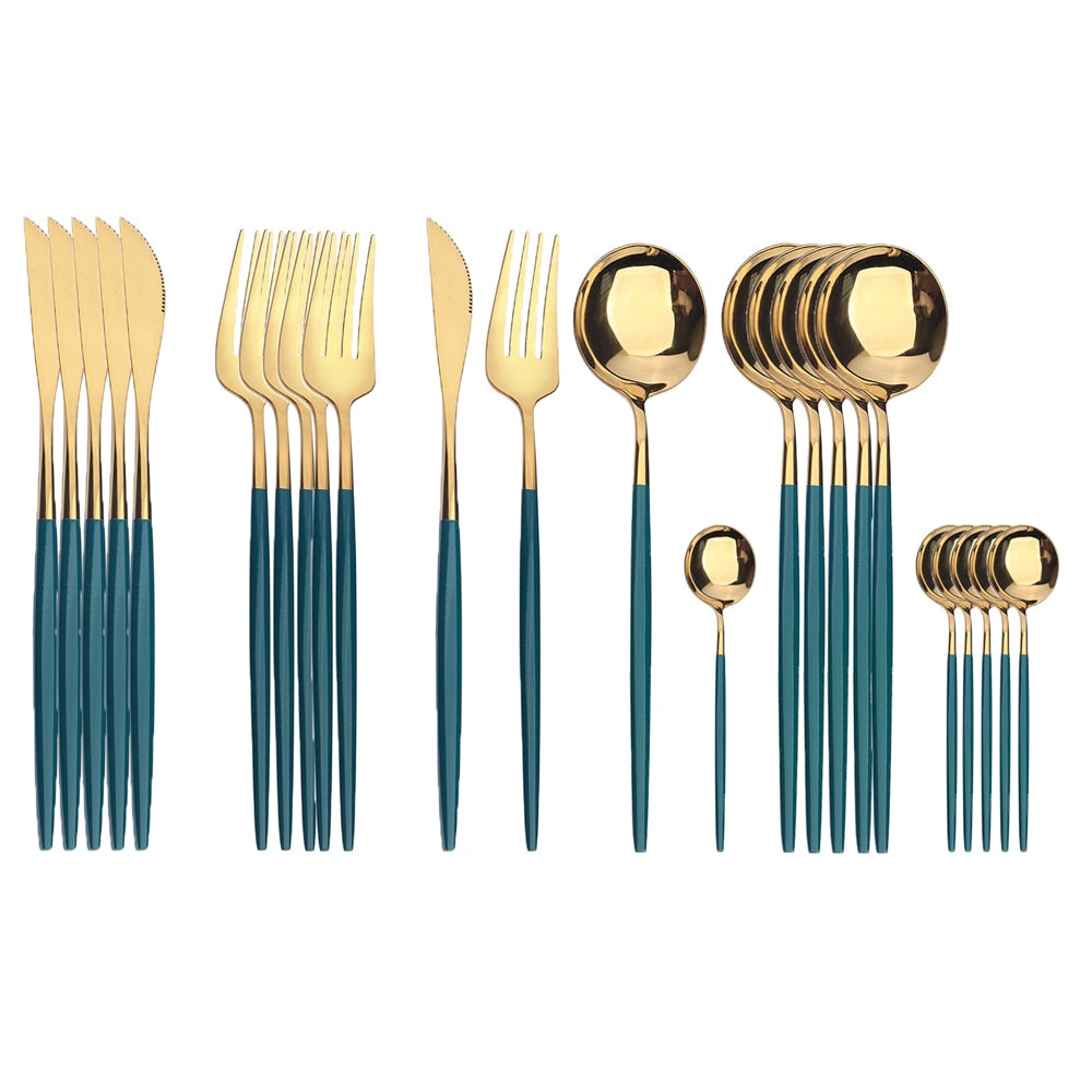 24-Piece Black and Gold Dinnerware Set