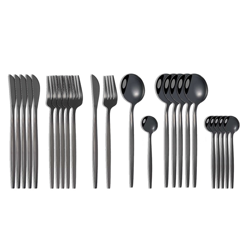 24-Piece Black and Gold Dinnerware Set