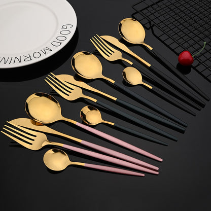 30Pcs Black Gold Dinnerware Set