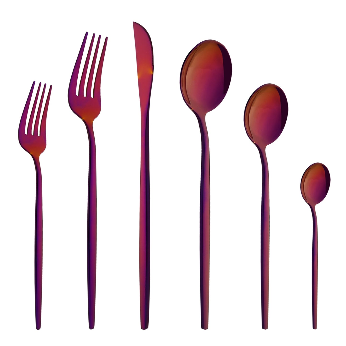 6Pcs Western Purple Dinnerware Cutlery Set
