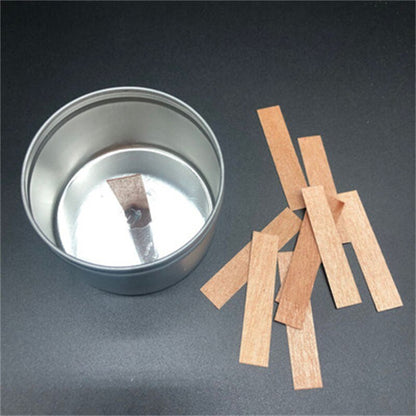 10Pcs/Bag Wooden Wick Candle with Sustainer Tab